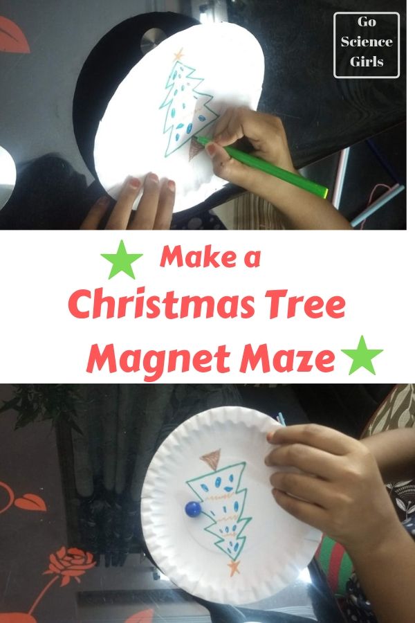 Design a Christmas tree magnet maze Christmas STEAM activity for kids