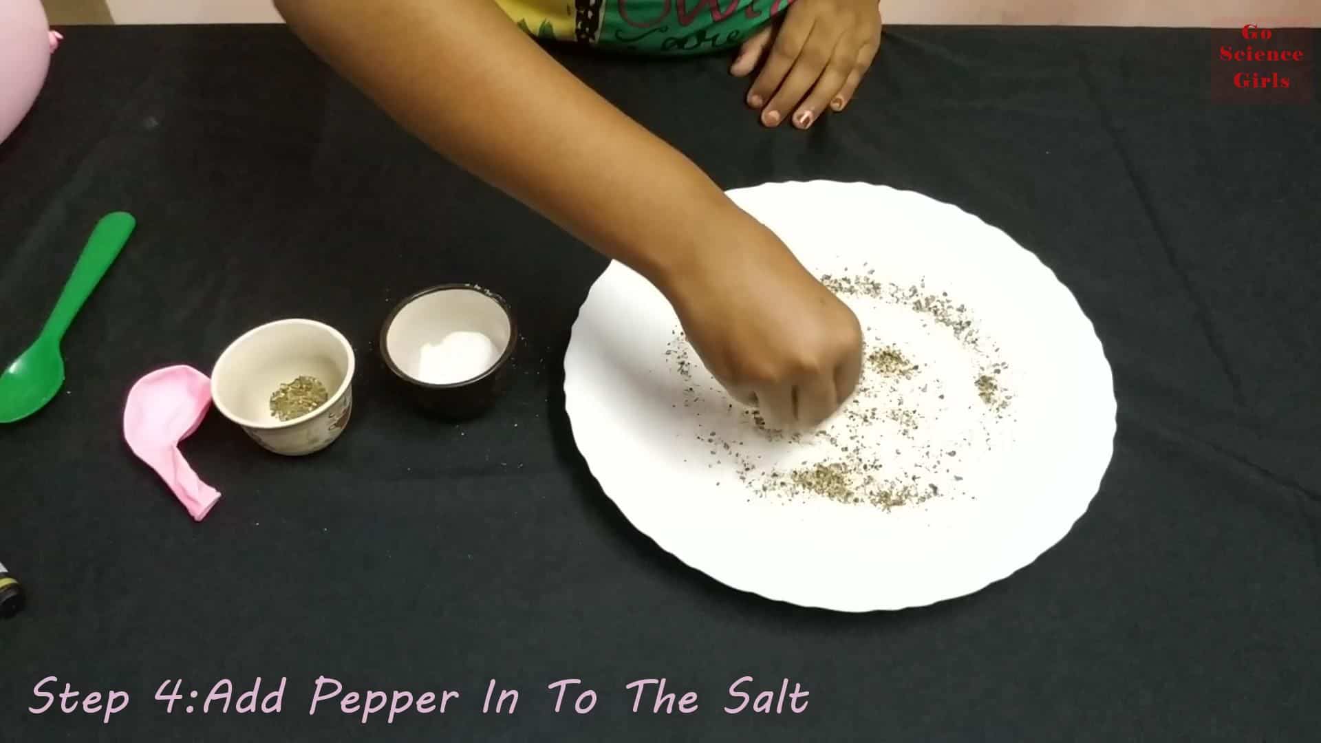 Add Pepper In To The Salt for Static Science Experiment