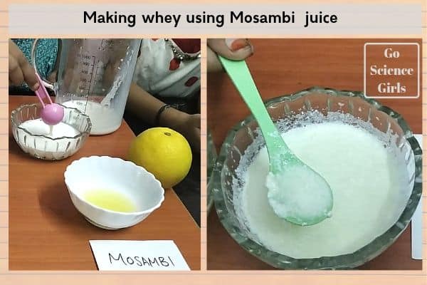 Making whey using mosambi juice