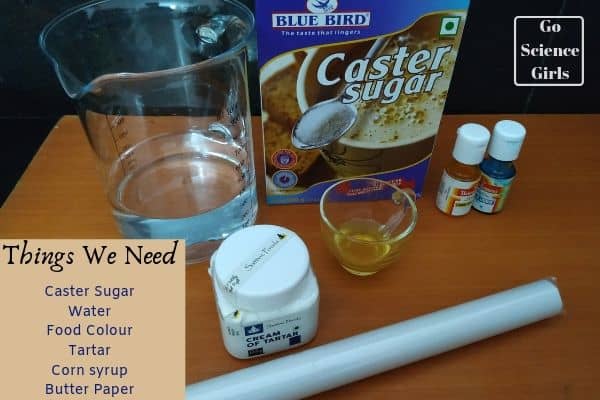 Things we need for sugar glass experiment