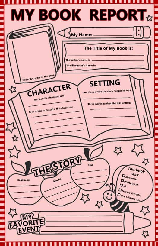 book template for kids to write on