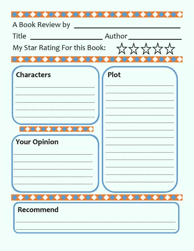 book review template for childrens books