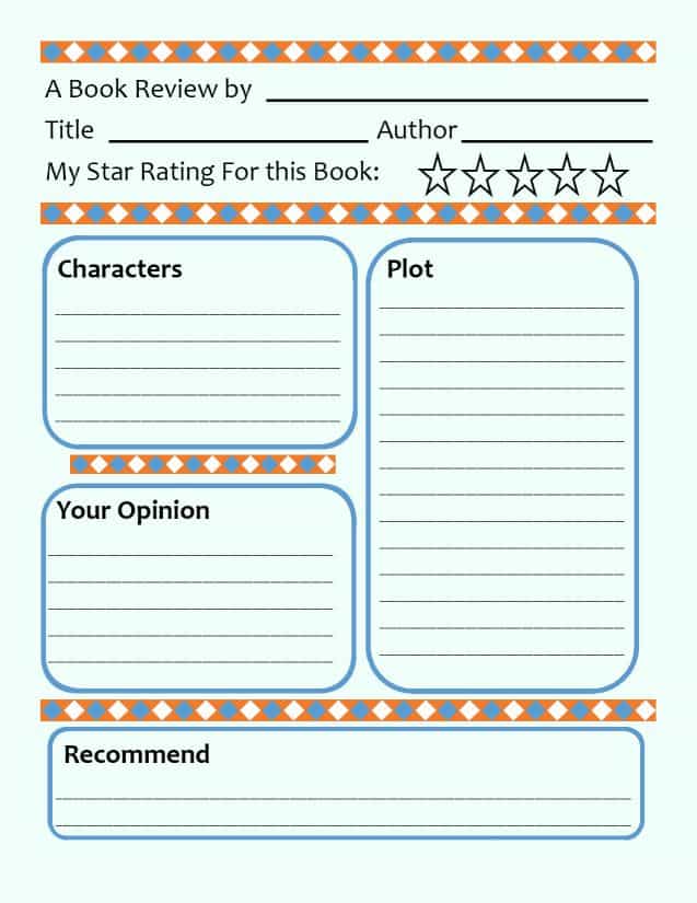 book review template ks3 printable