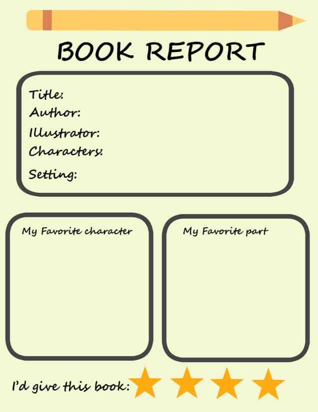 primary book report template
