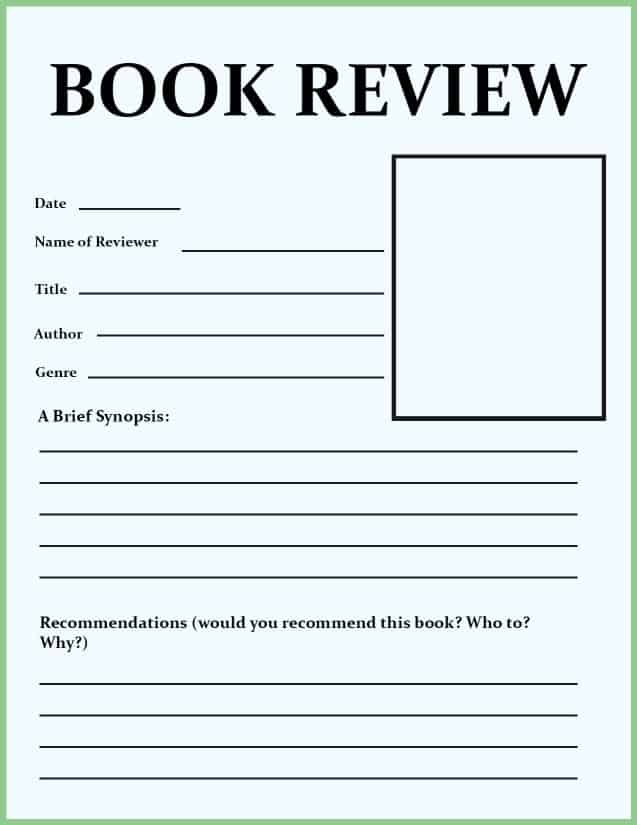 book review template for middle school