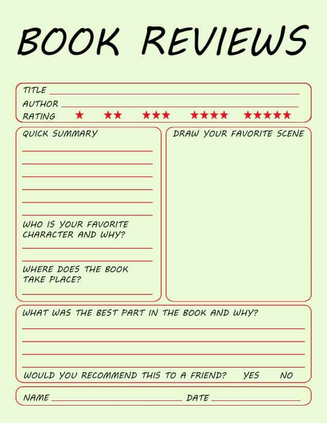 book review template for primary school