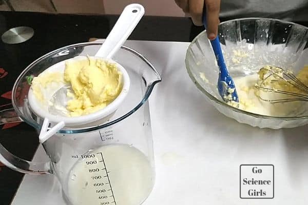 filter buttermilk from butter