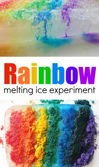 Rainbow melting ice experiment