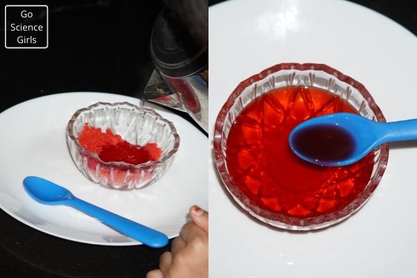 Solid converted to liquid - Jelly powder activity