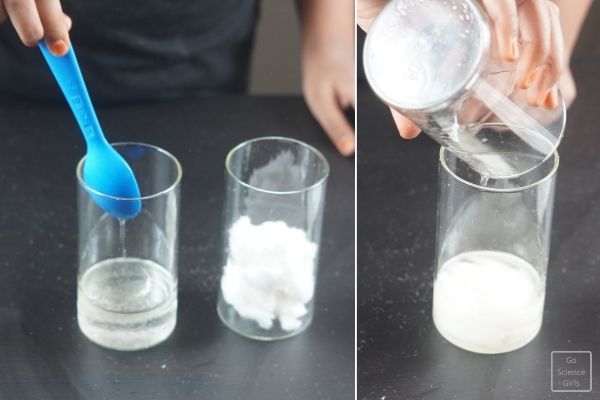 Pour oil Water mixture to sodiumpolyacrylate