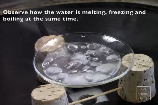 Triple Point of Water Demonstration - Shows the water is melting, freezing and boiling at the same time