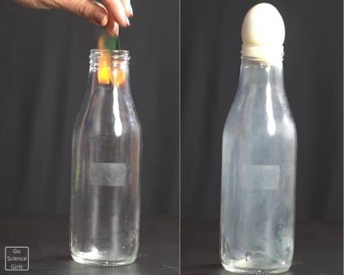 Keep boiled egg on a bottle - Air Pressure Experiment step