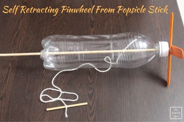 Self Retracting pinwheel from popsicle stick