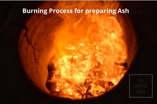 Burning process for preparing ash