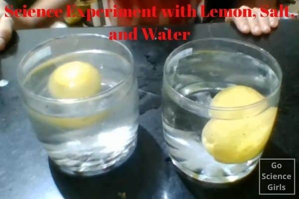 Science experiment with lemon,salt, and water.