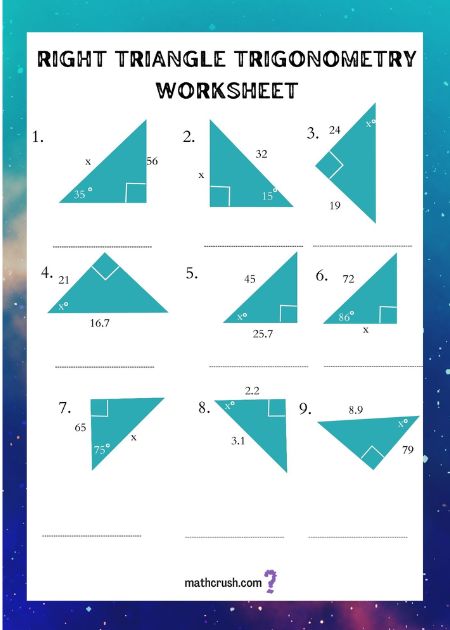 Right triangles Trigonometry  missing worksheet