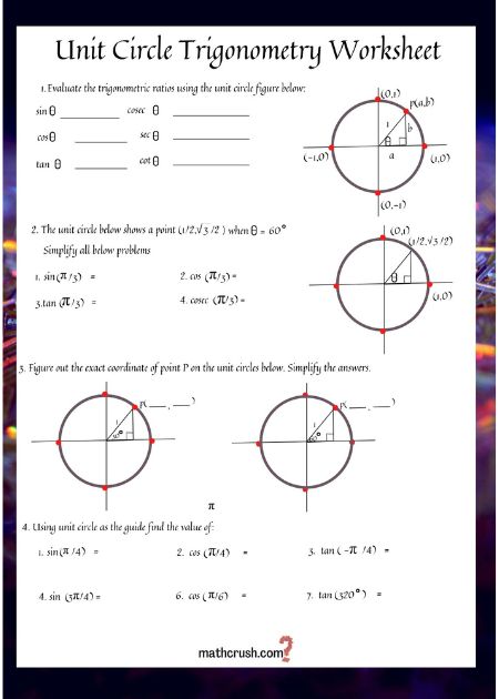 Unit Circle trigonometry worksheet