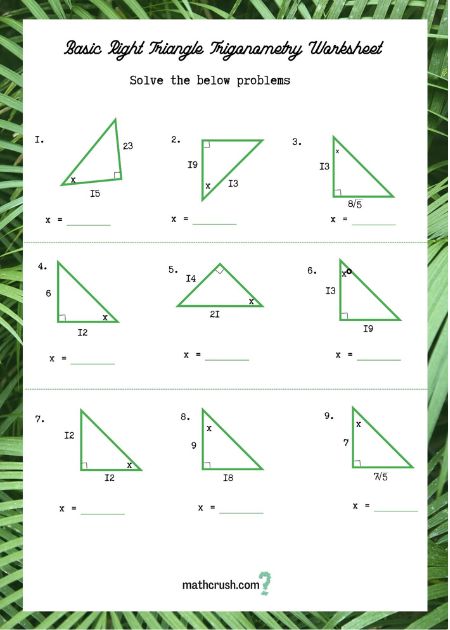 Basic Right triangle Trigonometry worksheet -1