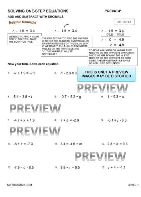 Worksheets to Practice Addition and Subtraction operations using Decimals (Level-1)_1