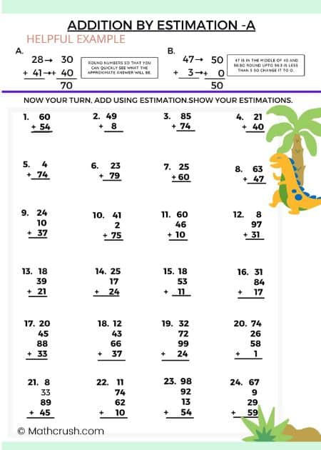 Additions and Estimation Worksheets (Level-1)