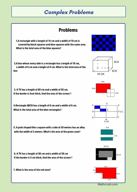 Worksheets to Practice and Solve Area Puzzle Problems (Level 2)