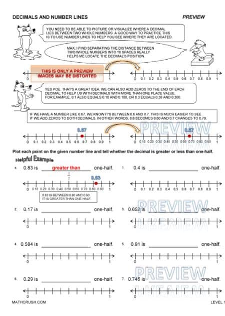 Worksheets to Introduce Decimals using Number Lines (Level-1)_1