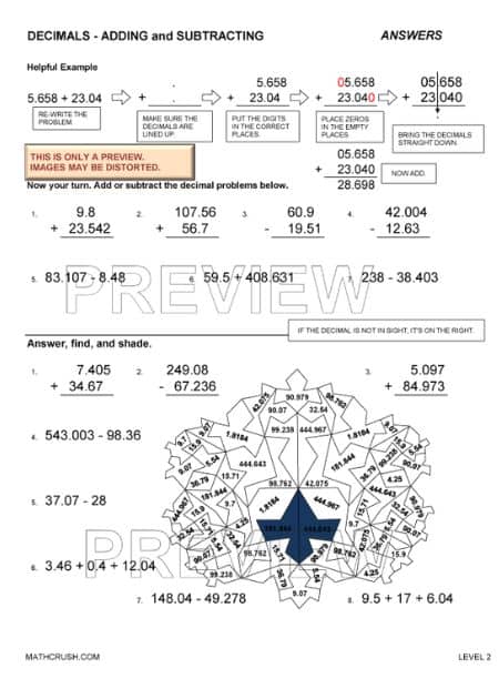 Worksheets to Practice Addition and Subtraction with Decimals_1