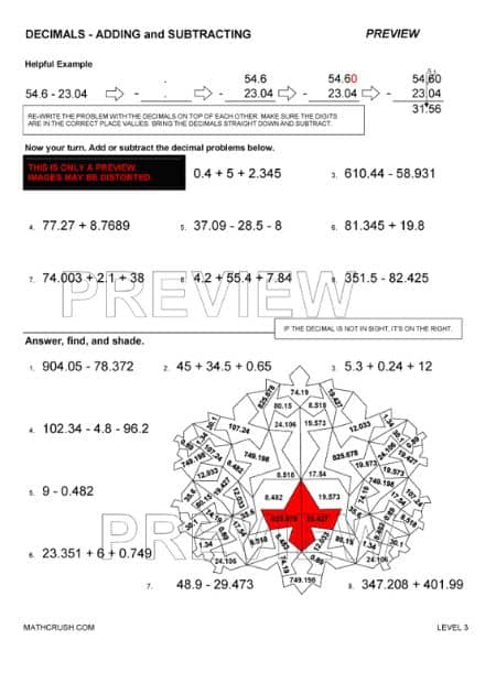 Practice to perform Addition and Subtraction using Decimals_2