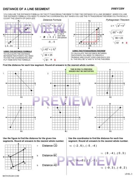 Distance of a Line Segment Worksheets (Level 3)