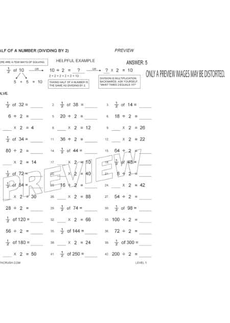 Worksheets to Practice Divisions using 2 (Level-1)_1