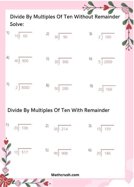 Worksheets to Practice Dividing by Multiples of 10 (Level-2)