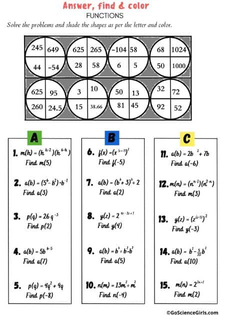 Answer, Find, and Color Functions Worksheet_1