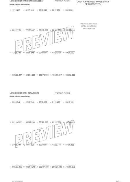 Worksheets on Long Division (Level 3)_1