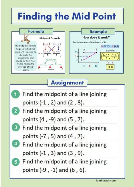 Finding the Midpoint Worksheet Level 3