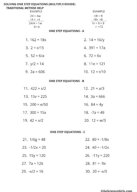 Solving One-Step Equations Multiplication / Division_1
