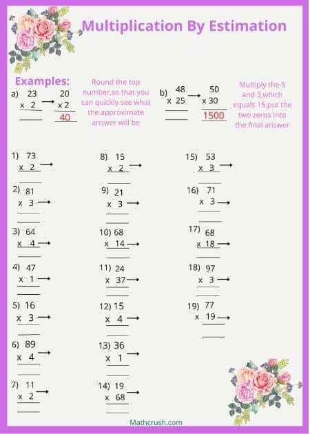 Worksheets to Practice Estimation with Multiplication (Level-2)