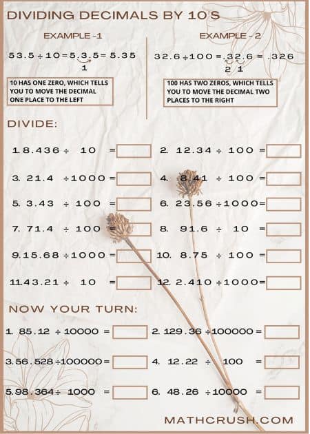  Worksheets to learn Multiplying and Dividing by 10’s (Level-3)