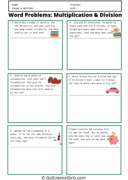 Multiplication and Division Word Problems Worksheets (Level-2)_2