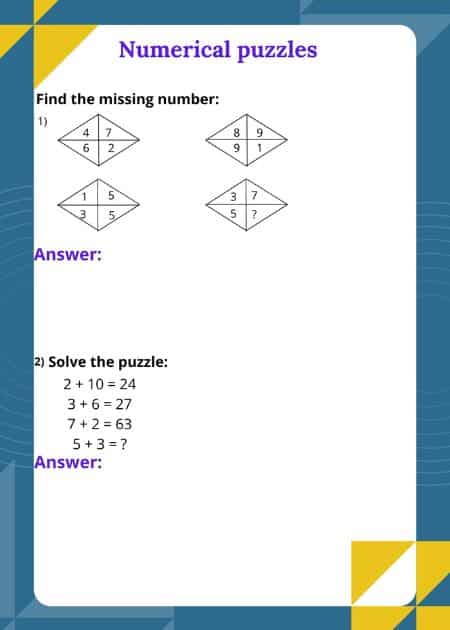 Numerical Puzzles – Level 1