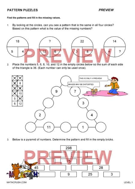 Worksheets to Practice Word Problems in Pattern Puzzles (Level 1)_1