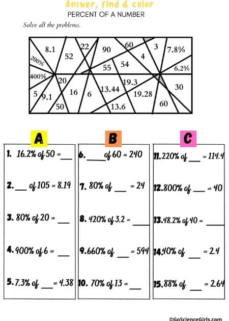 Answer, Find, and Shade (2 in 1)
Percent of a Number Worksheet_1