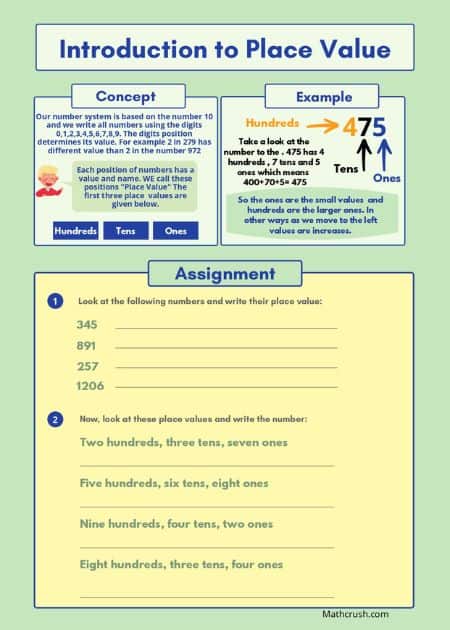 Place Value Basic Guide Worksheets (Level-1)