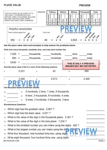 Worksheets to Practice Place Value (Level-1)_2