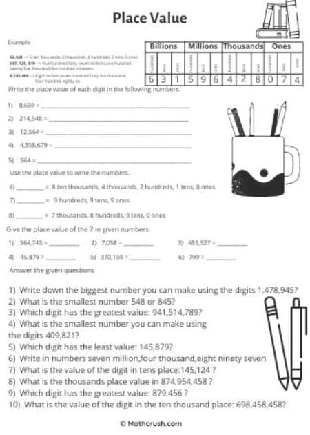 Worksheets to Practice Place Value (Level-2)