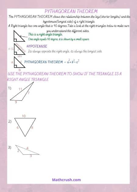 Pythagorean Theorem Worksheet – Level 1