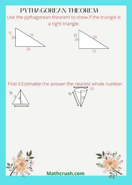 Practice Worksheets of Pythagorean Theorem (Level 3)