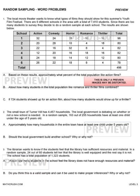 Sampling-Word Problems Worksheets (Level-3)_1