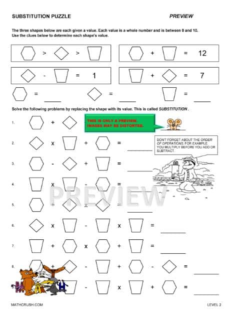 Worksheets on Substitution Puzzle (Level-2)_1