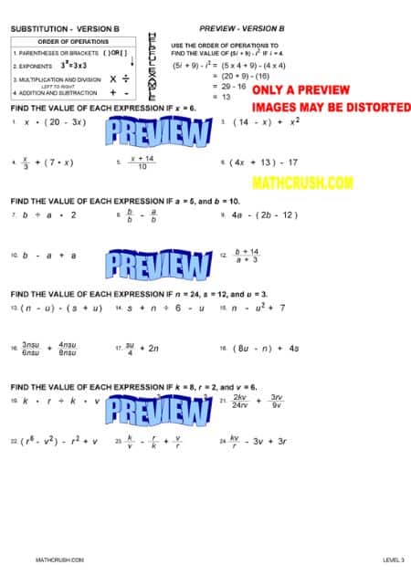 Substitution Numbers Worksheets (Level-3)_3
