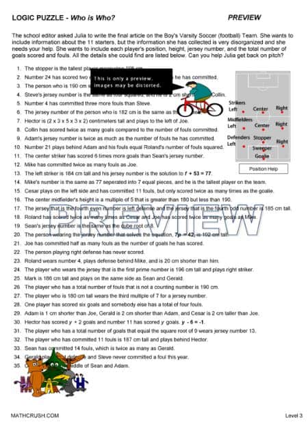 Soccer Worksheets on Who is Who? (Level 3)